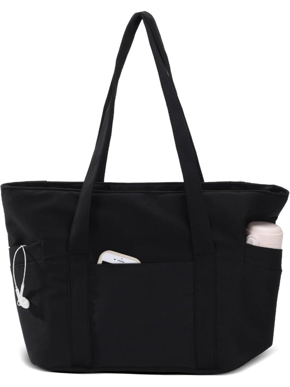 Women Black Lightweight Nylon Tote Zipper Laptop Work Nurse Bag